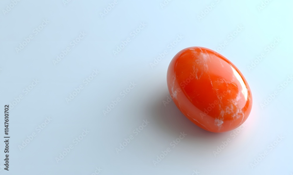 Orange capsule with cloudy patterns on a white background. Orange capsule with cloudy patterns on a white background.