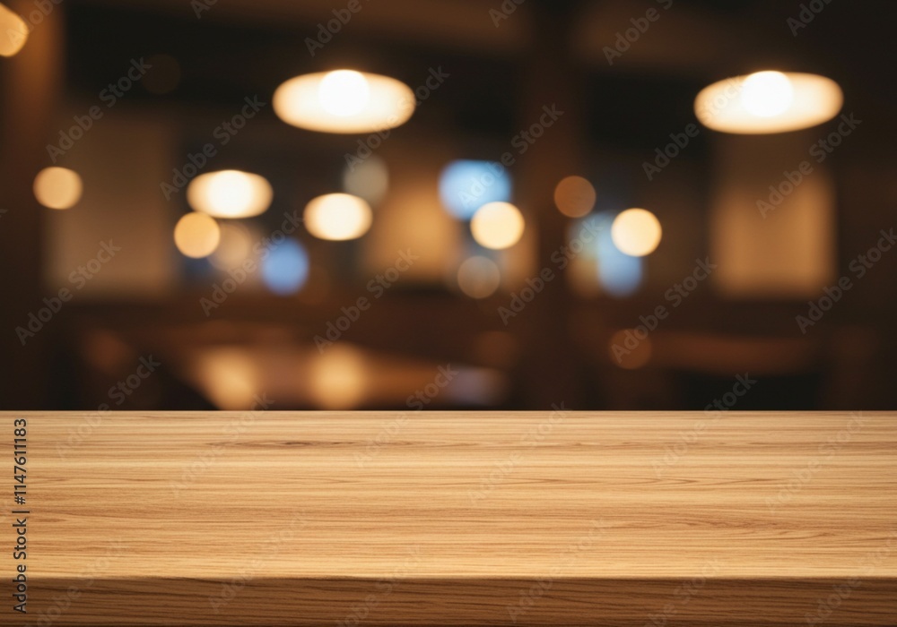 Tabletop with blurred background, ideal for showcasing food and creating a social ambiance Tabletop with blurred background, ideal for showcasing food and creating a social ambiance