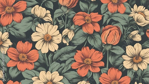 Vintage flowers background