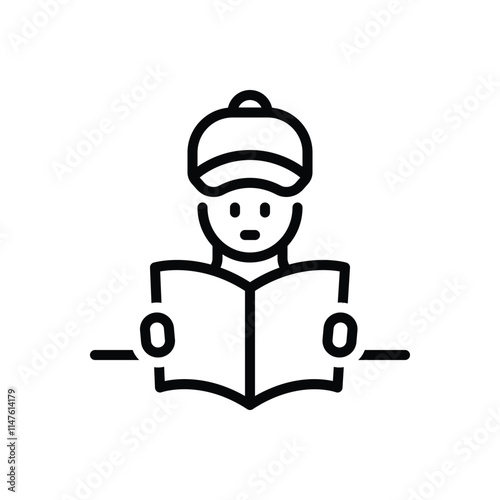 Black line icon for reader