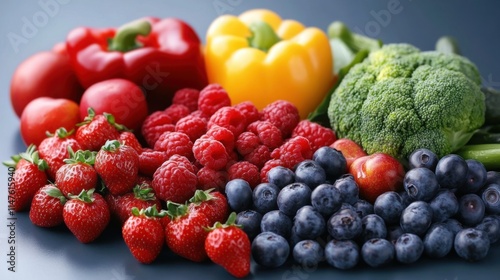 Wallpaper Mural Colorful Fresh Fruits and Vegetables Arrangement on a Dark Surface for Healthy Eating and Culinary Inspiration Torontodigital.ca