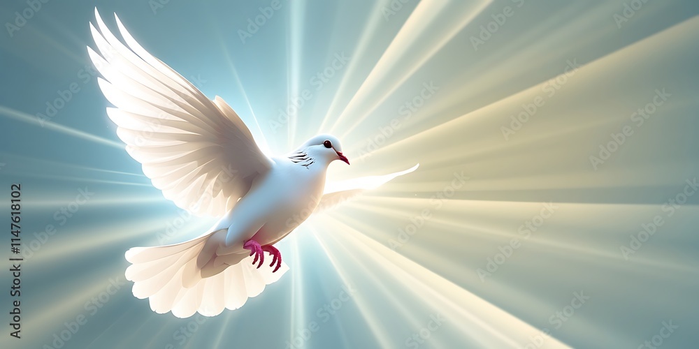 Fototapeta premium Holy Serenity - Dove in Flight, Empty Side for Text 