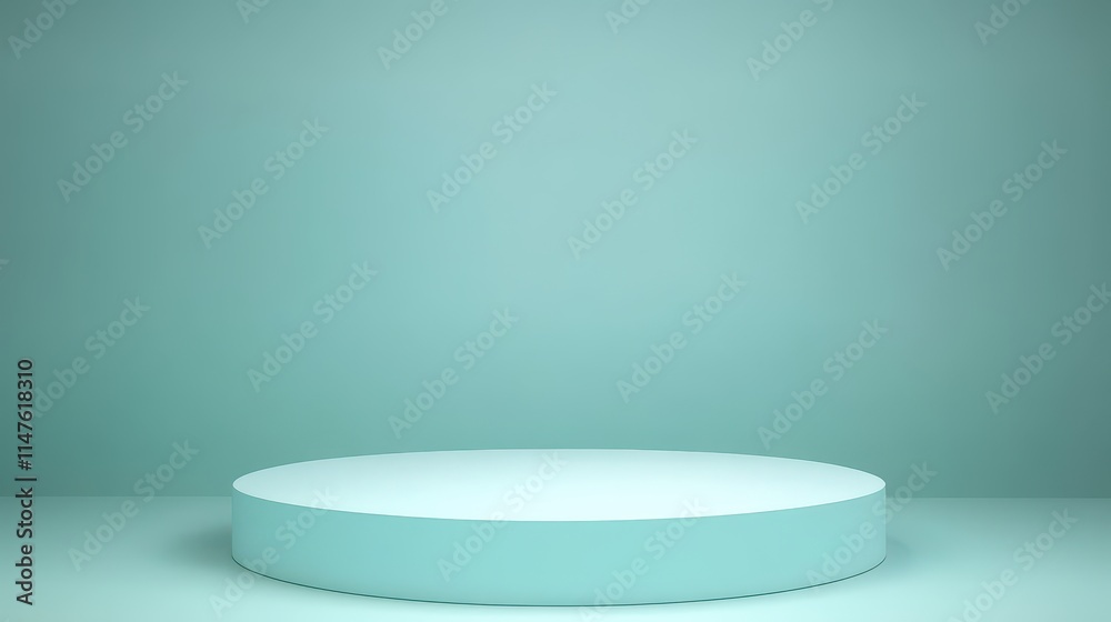 A Teal Cylindrical Platform Against A Teal Wall A Teal Cylindrical Platform Against A Teal Wall