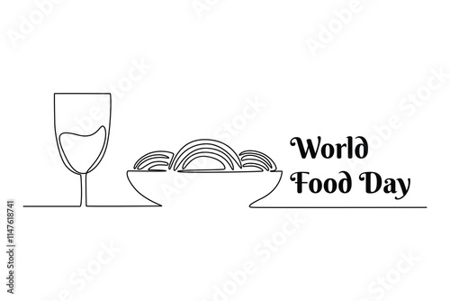 World Food Day concept. Single line draw design vector graphic illustration.