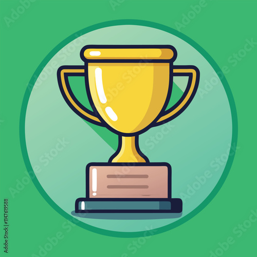 Trophy cup Champion trophy shiny golden cup sport award Winner prize champions celebration winning concept modern flat design simple vector illustration isolated transparent background