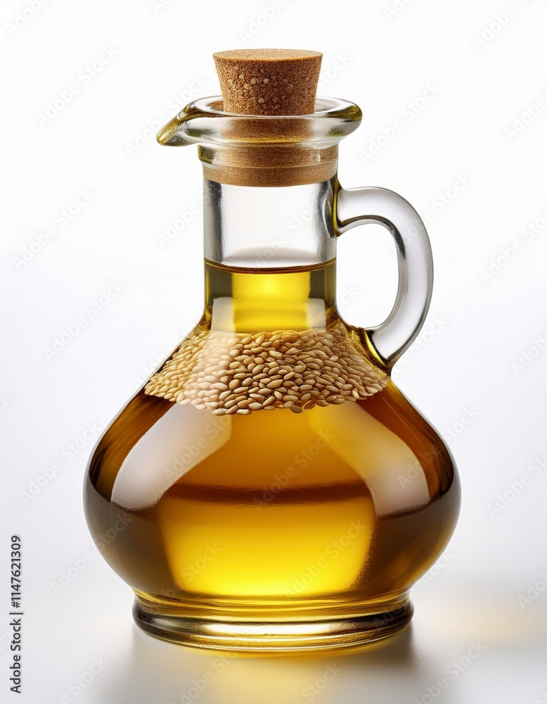 bottle of healthy sesame oil on white background bottle of healthy sesame oil on white background