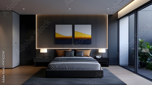 a gallery art wall, bedroom photo