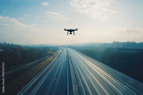 Drone captures deserted intercity motorway  showcasing modern transportation possibilities. photo