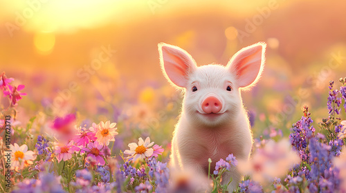 Wallpaper Mural Picture of cute pig, pork, processed food, photograph or illustrator for advertising Torontodigital.ca