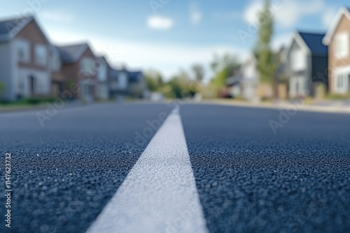 Wallpaper Mural Suburban road with white line  new suburb and construction sites Torontodigital.ca