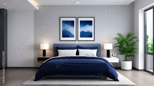 a gallery art wall, bedroom photo