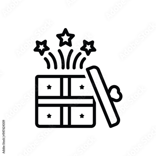 Black line icon for gift