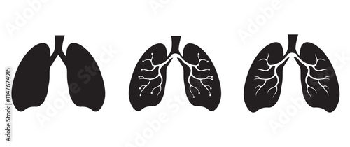Lungs icon vector illustration bundle collection isolated on a white background.