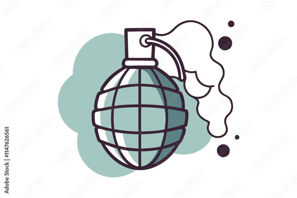 Hand Grenade in Vector Style Line Drawing Illustration Hand Grenade in Vector Style Line Drawing Illustration