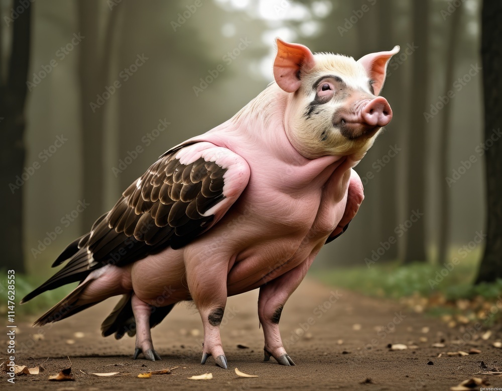 Fototapeta premium Hybrid animal between pig and hawk.