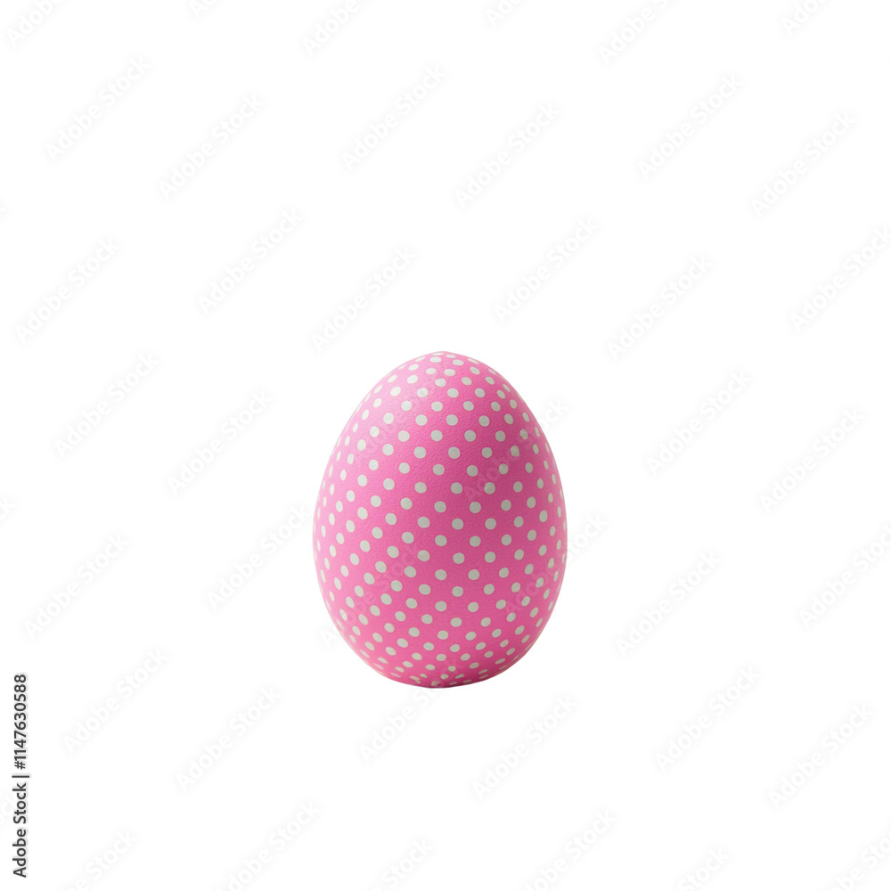 A pink polka-dotted egg with a smooth surface, showcasing a playful and vibrant design.isolated on white background A pink polka-dotted egg with a smooth surface, showcasing a playful and vibrant design.isolated on white background