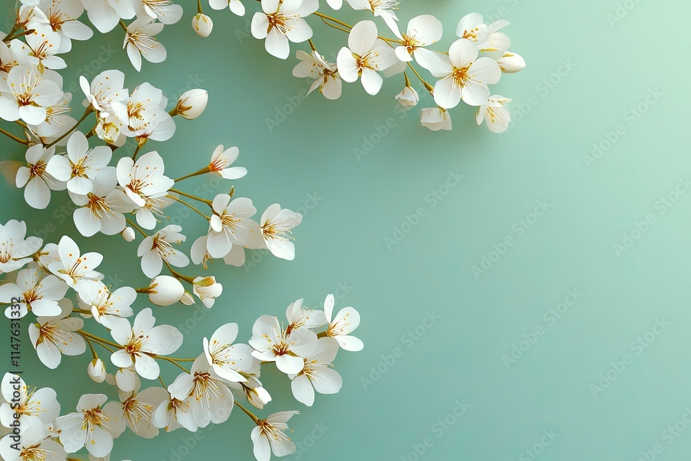 Spring Cherry Blossom. Abstract background of macro cherry blossom tree branch on green background. Happy Passover background. Spring womens day concept. Easter, Birthday, womens or mothers holiday. Spring Cherry Blossom. Abstract background of macro cherry blossom tree branch on green background. Happy Passover background. Spring womens day concept. Easter, Birthday, womens or mothers holiday.