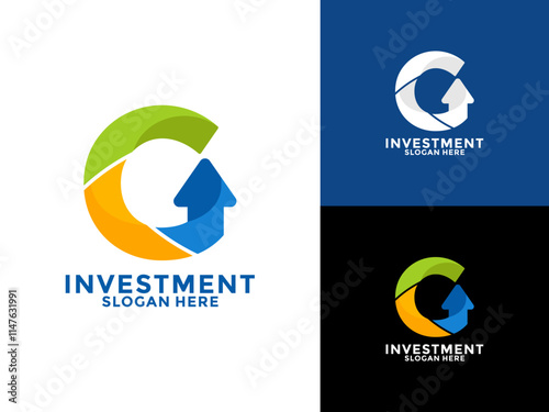 Initial Letter G with Arrow Up logo design vector. Investment initial identity logo design template. Growth Up logo vector