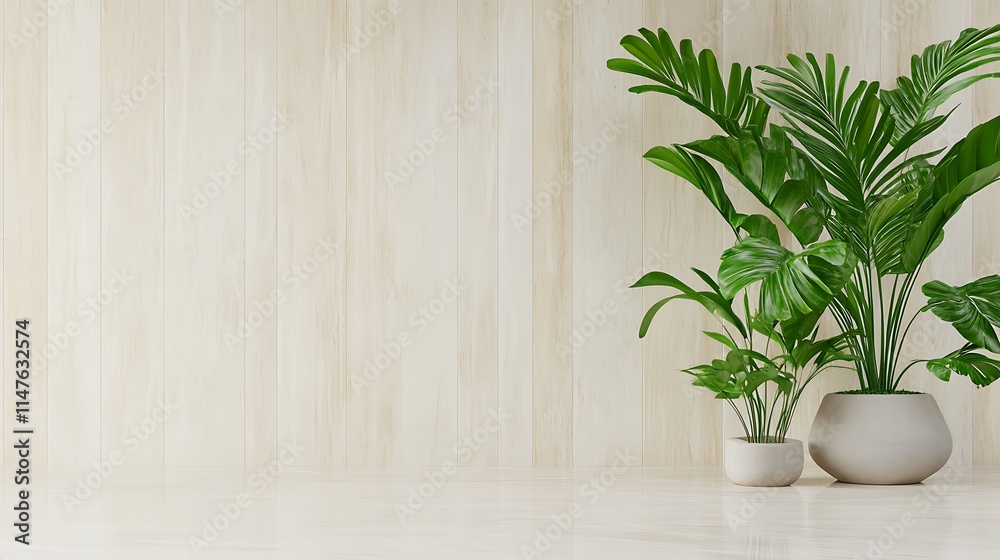 Bright and Modern Interior with Lush Green Plants and Natural Light Bright and Modern Interior with Lush Green Plants and Natural Light