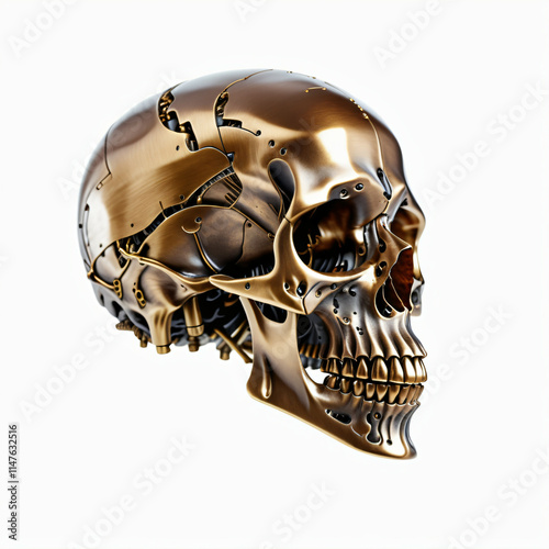 Cyborg head skull. Isolated...