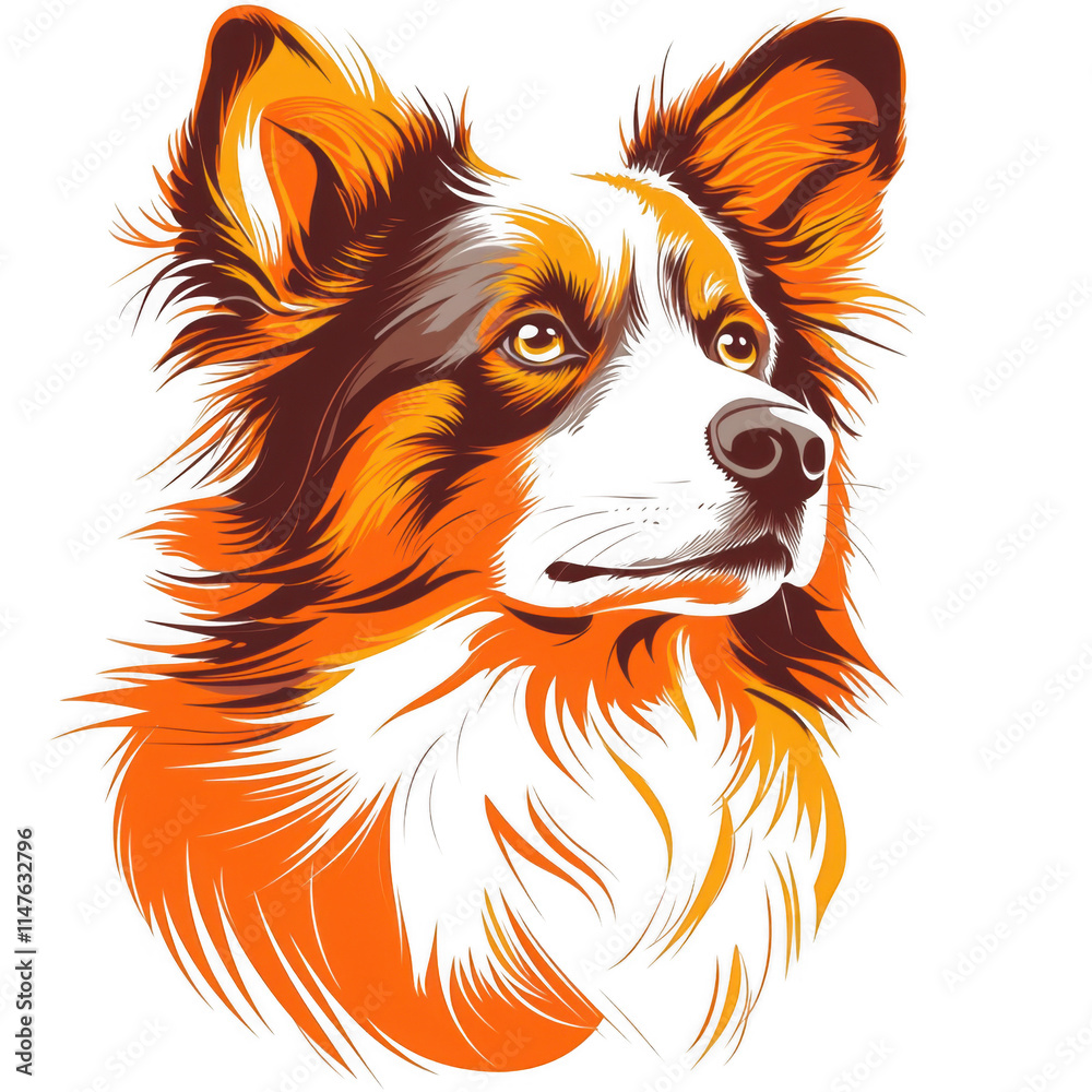 Naklejka premium orange icon of Australian Cattle Dog dog isolated on a transparent background Minimalist flat icon, vector logo style sign clipart on a no background png