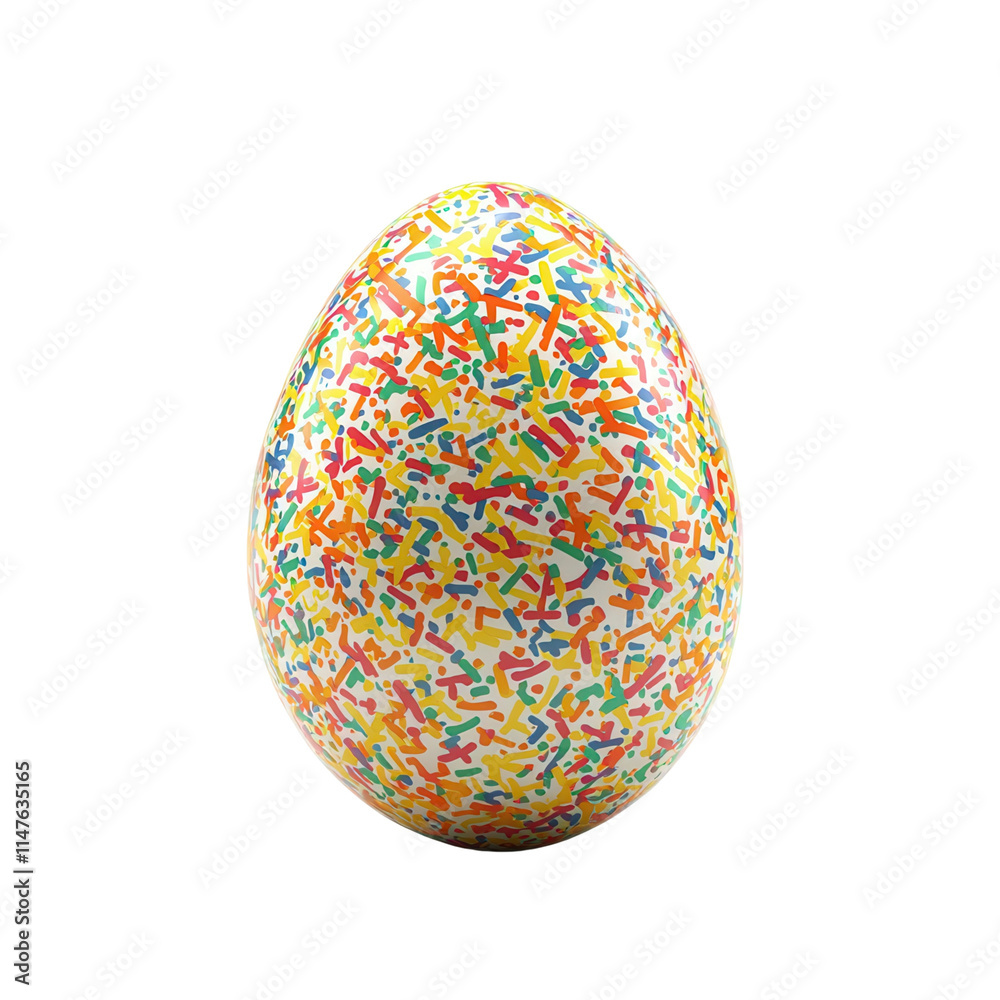 A vibrant, multicolored egg covered in speckles, showcasing a playful and festive design.isolated on white background A vibrant, multicolored egg covered in speckles, showcasing a playful and festive design.isolated on white background
