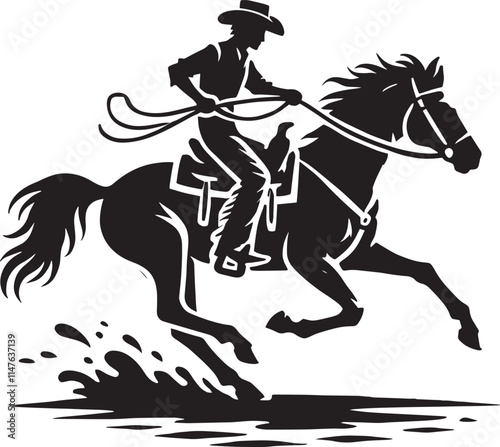 Wallpaper Mural Cowboy silhouette vector illustration isolated on white background cowboy shape icon Torontodigital.ca