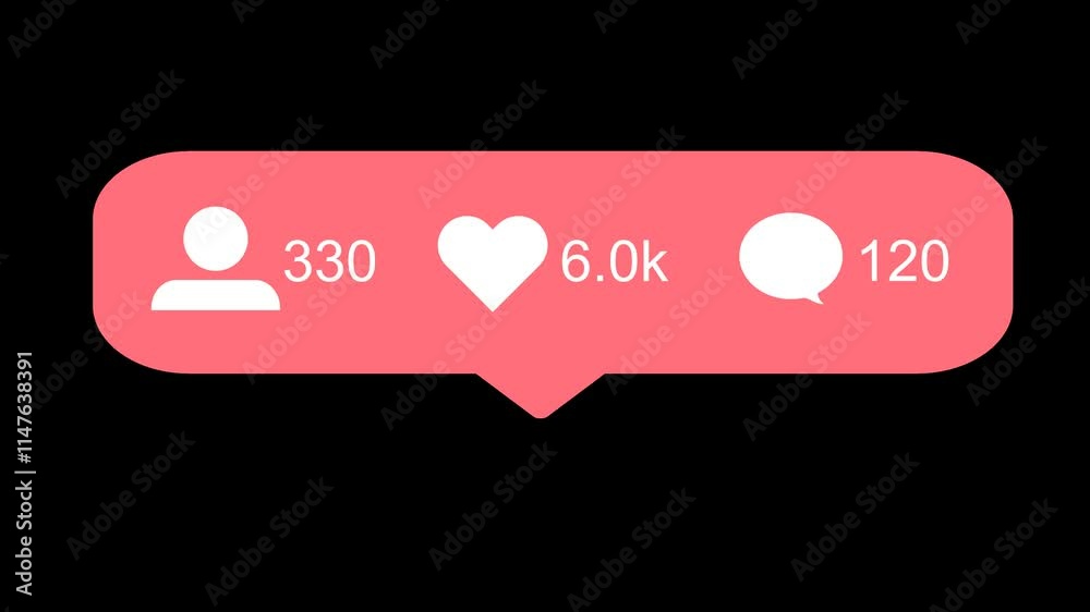 4K Instagram Followers, Likes & Comments Counter Animation with social icon and Alpha Matte | UHD High-Resolution Design, Transparent