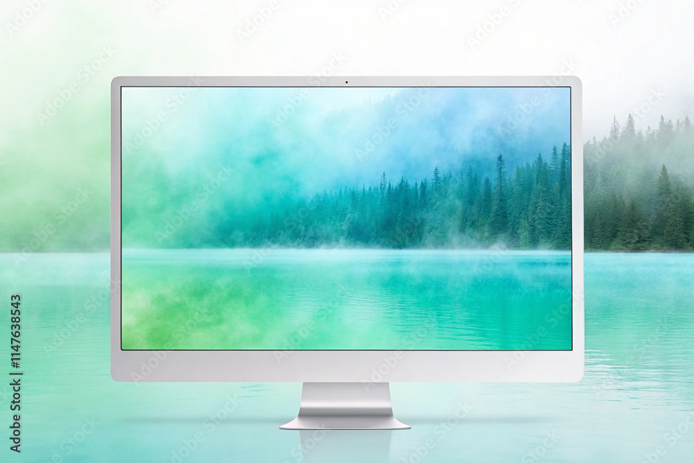 Fototapeta premium Soothing Watercolor Gradient: A Tranquil Blend of Green and Blue by Generative AI