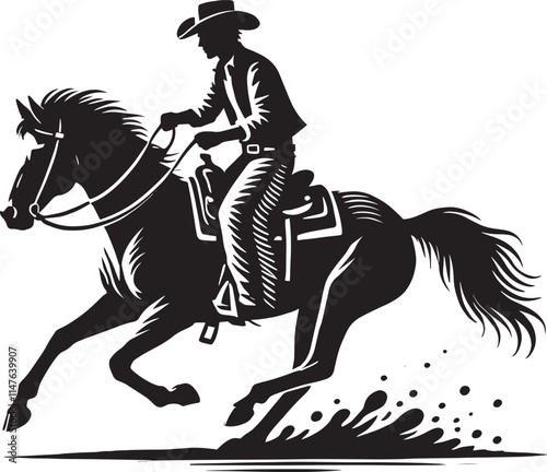 Cowboy silhouette vector illustration isolated on white background cowboy shape icon