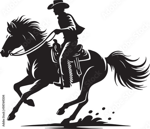 Cowboy silhouette vector illustration isolated on white background cowboy shape icon