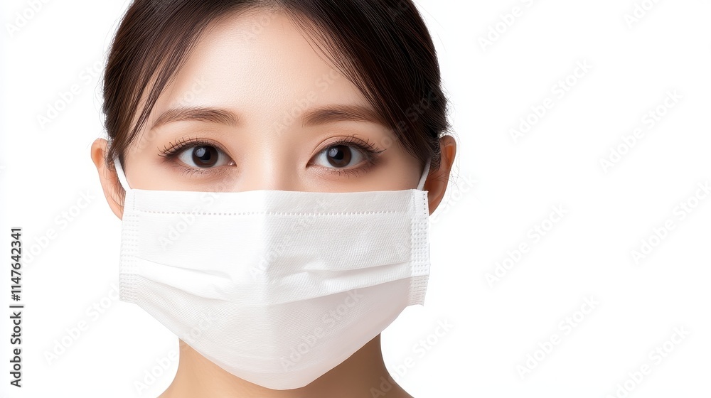 Wearing protective masks during health crisis urban setting portrait photography neutral background close-up safety awareness