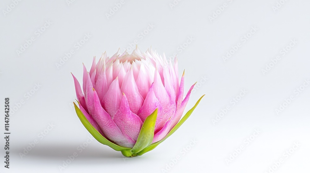 Fototapeta premium Pink dragon fruit flower blossom isolated on white background.