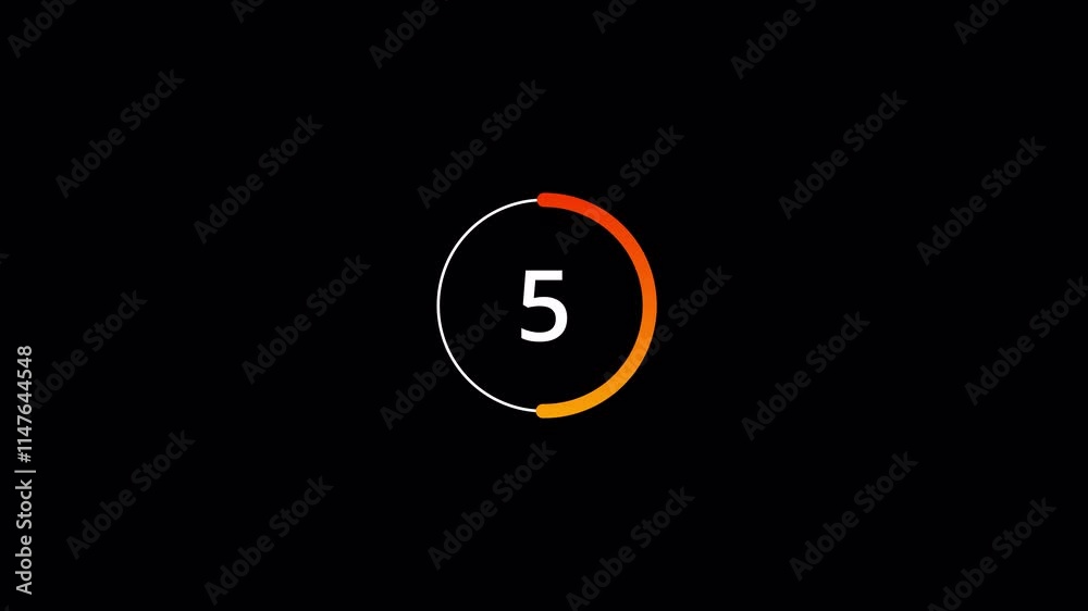 Circle countdown timer animation from ten to zero seconds countdown on transparent background, 10 seconds circle countdown timer animation with alpha channel, Countdown video