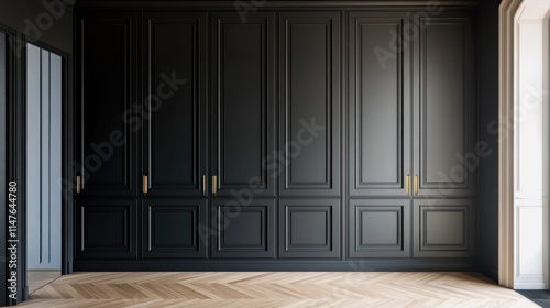 Dark wood paneling wall in modern room.