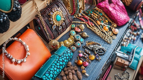 Colorful Display of Fashion Accessories and Jewelry Collection