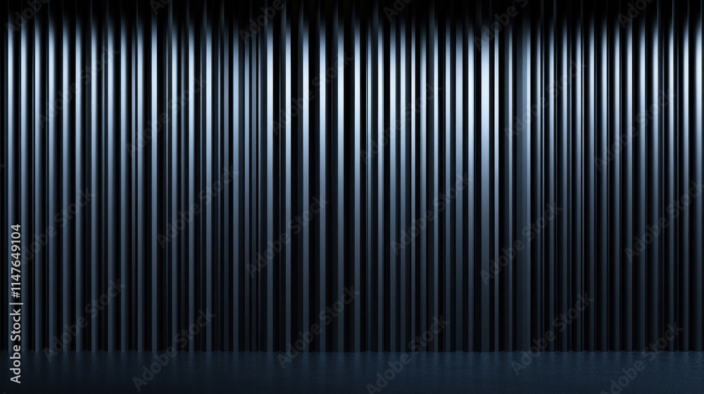 Obraz premium Dark blue curtains, stage, spotlight, background.