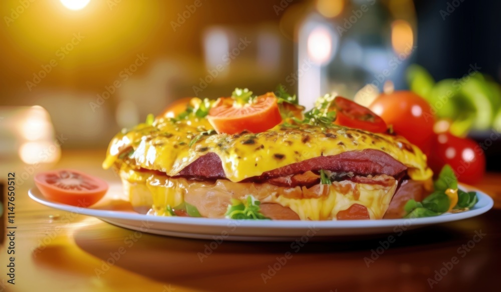 a plate of food with a sandwich and tomatoes