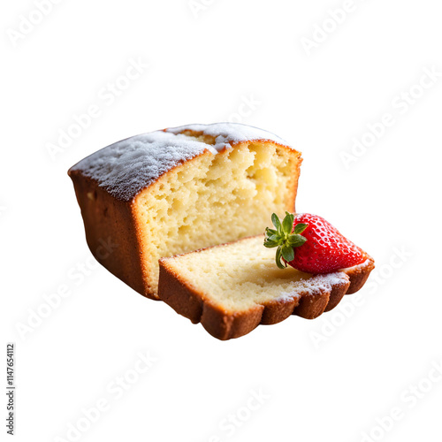 いちごとカットされたシフォンケーキ