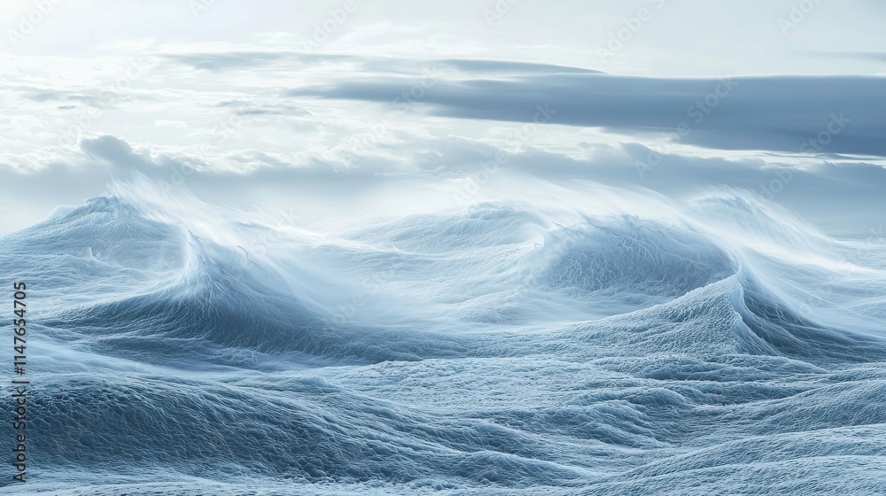 A serene view of gentle ocean waves caressing the shore under a cloudy sky. Perfect for nature enthusiasts and ocean lovers. A serene view of gentle ocean waves caressing the shore under a cloudy sky. Perfect for nature enthusiasts and ocean lovers.