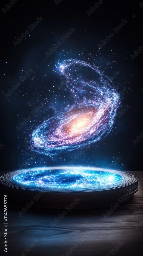 Obraz premium A vivid illustration of a swirling galaxy in space.