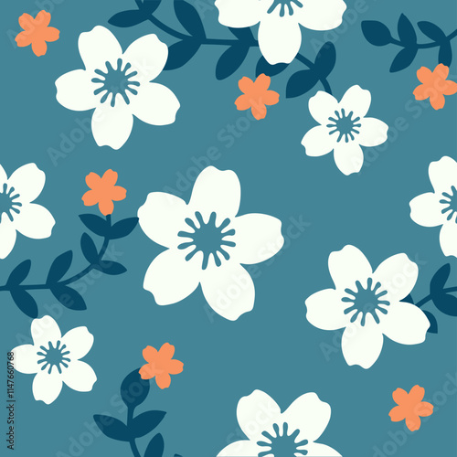 Wallpaper Mural seamless floral pattern. Liberty style background of small mauve and lilac flowers. Small flowers scattered over a white background. Stock Torontodigital.ca