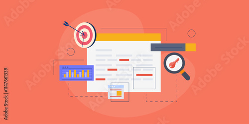 Illustration concept of Keyword suggestion tool driven by artificial intelligence AI technology, Business SEO concept.
