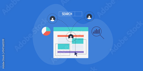 Website audience bounce rate concept, SEO analytics report indicates improve content development requirement.