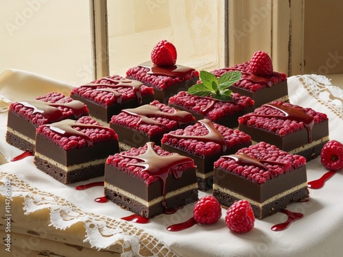 Delicious Raspberry and Chocolate Dessert Squares photo