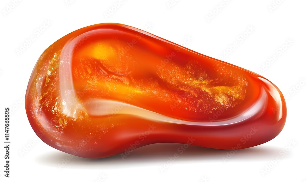 Polished red agate gemstone, studio shot on white backdrop. Polished red agate gemstone, studio shot on white backdrop.