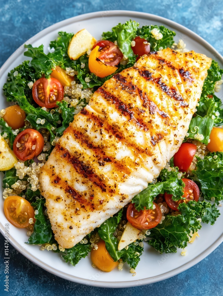 Healthy Grilled Parmesan Fish with Quinoa & Kale Healthy Grilled Parmesan Fish with Quinoa & Kale