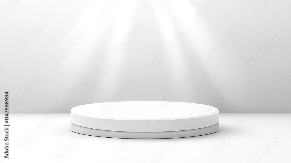 White Cylindrical Platform Under Spotlight Illumination White Cylindrical Platform Under Spotlight Illumination