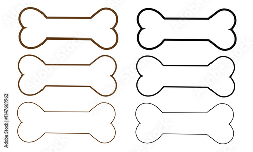 Set of bone vector icons. Dog bone. Puppy nutrition. Vector 10 Eps. 