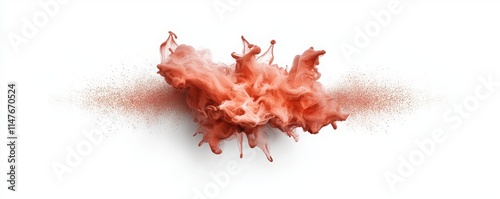 Abstract Red Smoke or Ink Splash on White Background Creating a Dramatic Visual Effect with Swirling Patterns and Soft Edges for Artistic Designs and Creative Projects photo